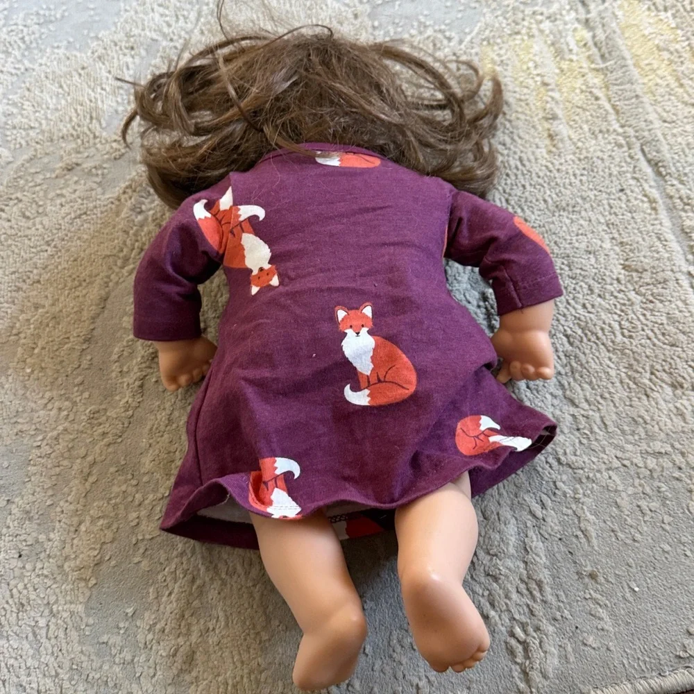 American Girl Bitty Baby Girl Doll Brown Hair Brown Eyes in fox pajama - Picture 4 of 8
